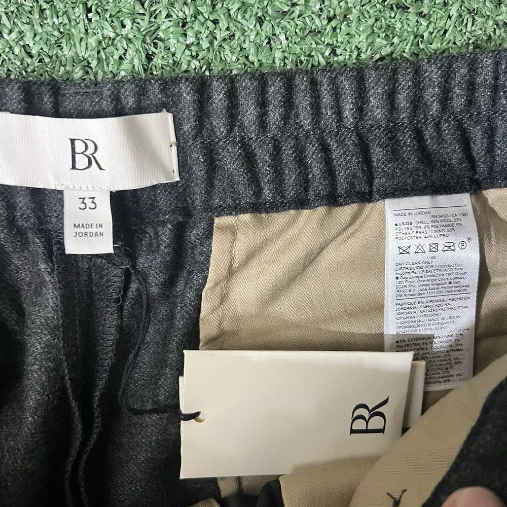 Banana Republic Elastic Waist Pants Mens 33 Charcoal Wool Alfa Fi Italy New
